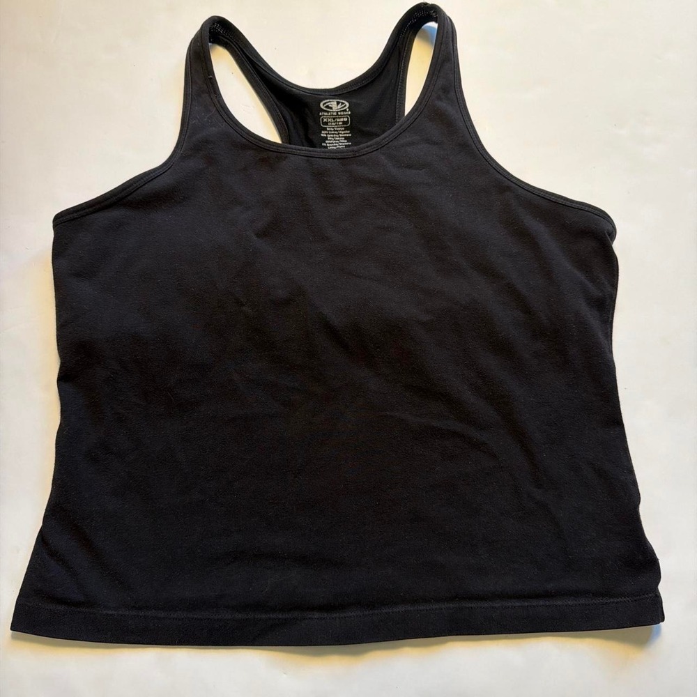 Athletic Works Vintage Black Cotton Shelf Bra Workout Tank Top XXL 16/18